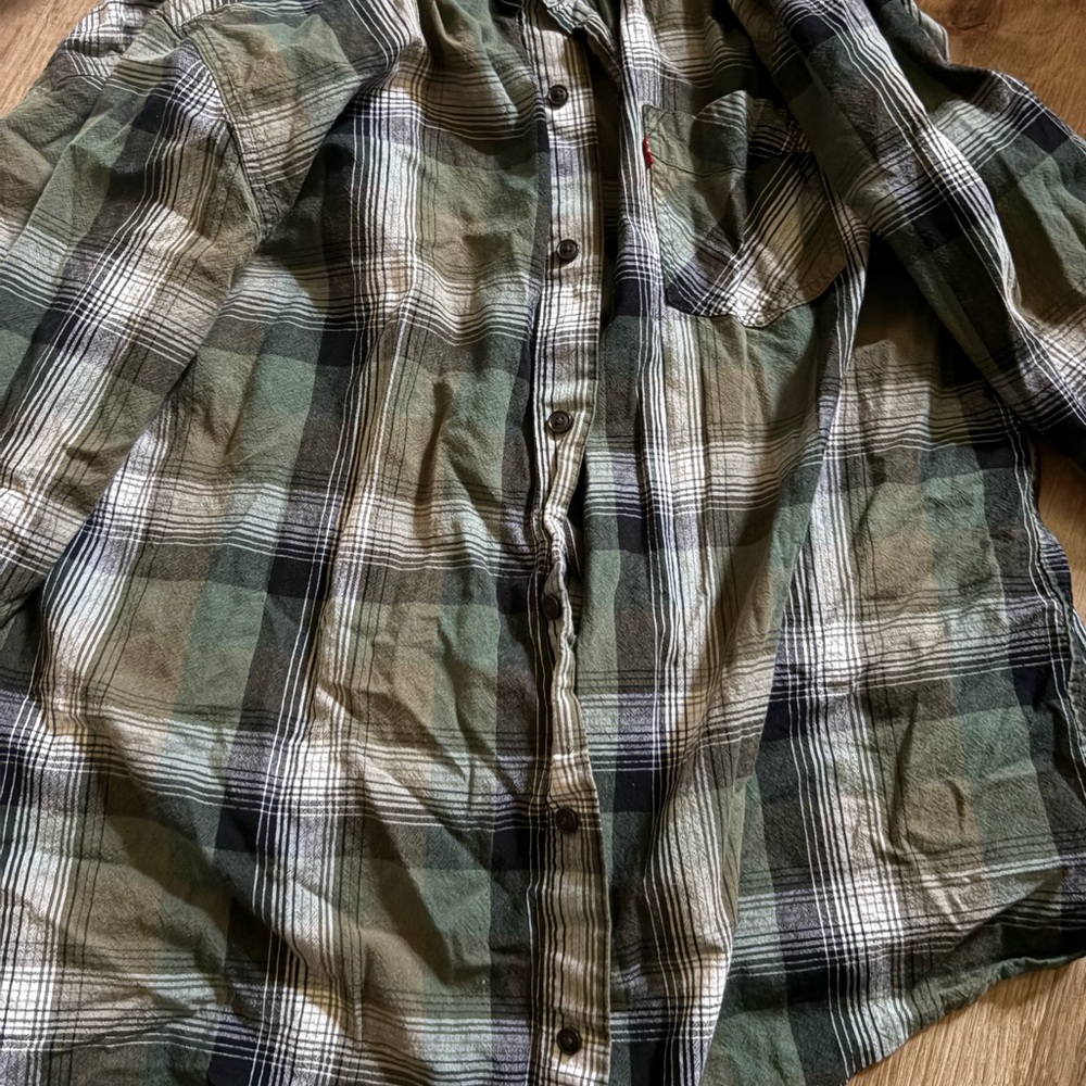 Levi's Green and Black Plaid Button-Down Shirt